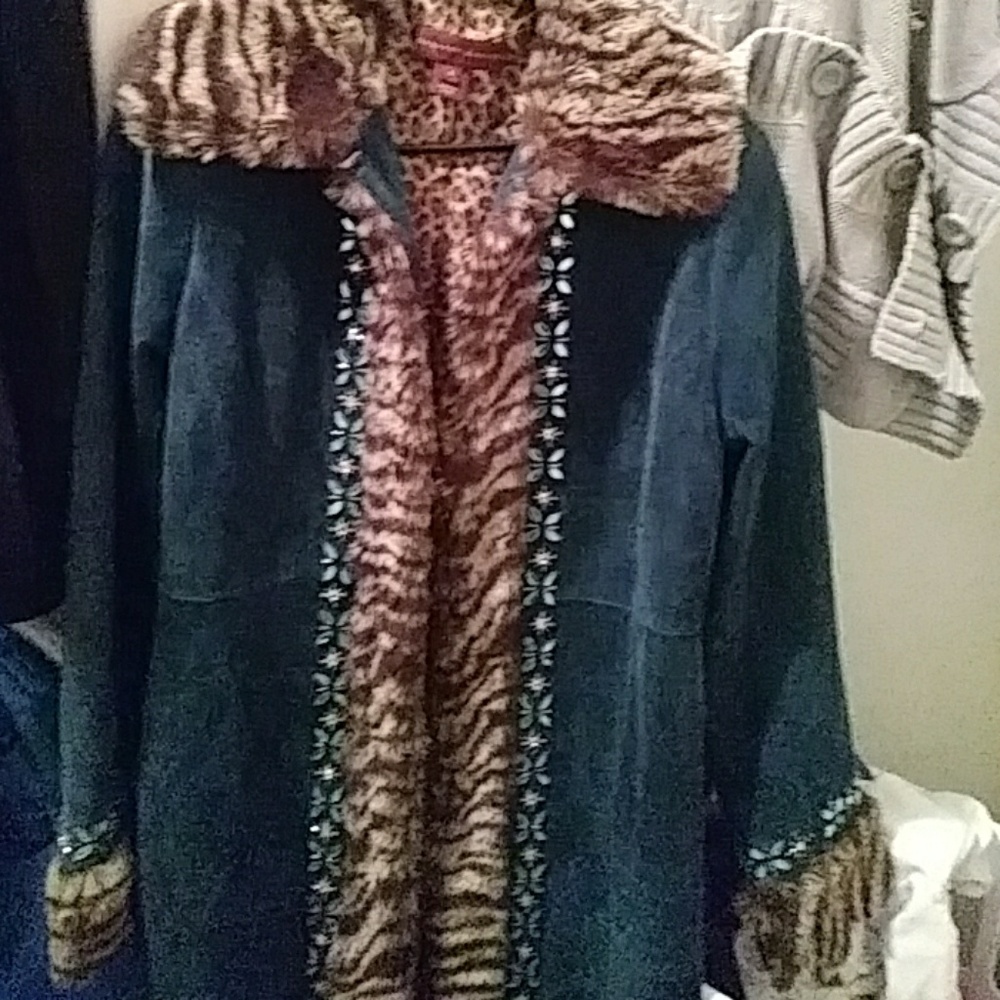 Faux fur Trench coat